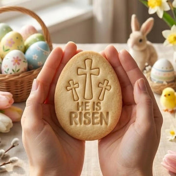 He Is Risen Easter Egg Cookie Cutter & Stamp, Christian Religious Biscuit Cutter, Risen Easter Cookie Stamp