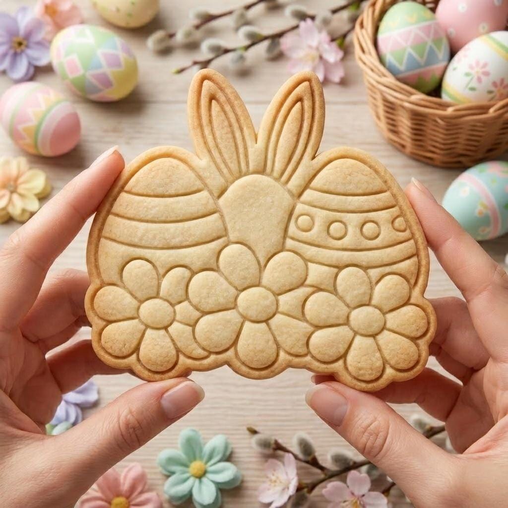 Easter Bunny Egg Cookie Cutter & Stamp, Bunny Egg Cookie Stamp, Easter Cookie Cutter, Cute Bunny Easter Cookie, Spring Cookie Cutter