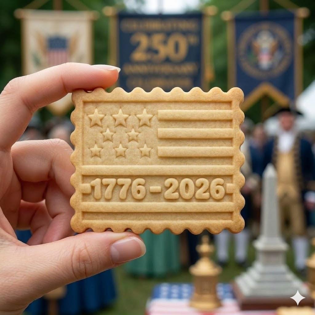 America 250 Years Cookie Cutter and Stamp, 1776–2026 USA Flag Cookie Cutter, 250th Anniversary Patriotic Cookie Stamp, 4th of July Stamp