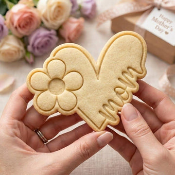 Mom Heart Flower Cookie Cutter and Stamp, Mothers Day Cookie Stamp, Mom Cookie Cutter Gift