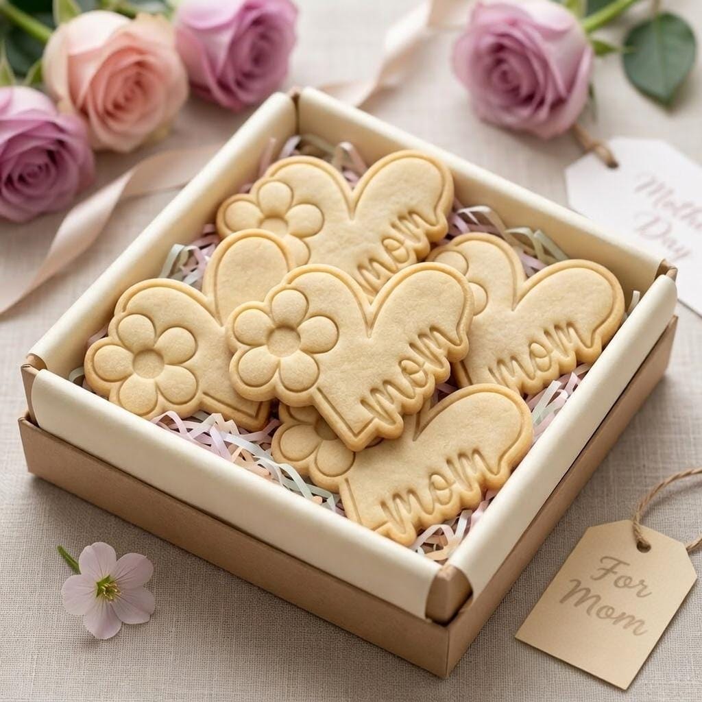 Mom Heart Flower Cookie Cutter and Stamp, Mothers Day Cookie Stamp, Mom Cookie Cutter Gift