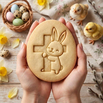 Personalized Easter Bunny Cookie Cutter & Stamp, Custom Name Bunny with Carrot Cookie Stamp, Rabbit Biscuit Cutter