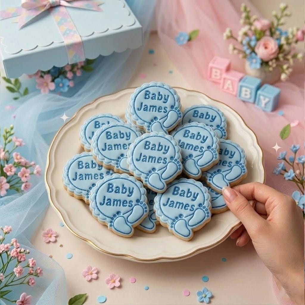Personalized Name Baby With Feet Custom Cookie Cutter & Stamp, Custom Cookie, Baby Shower Cutters, Cutter Stamp Set, Baby Shower Gift