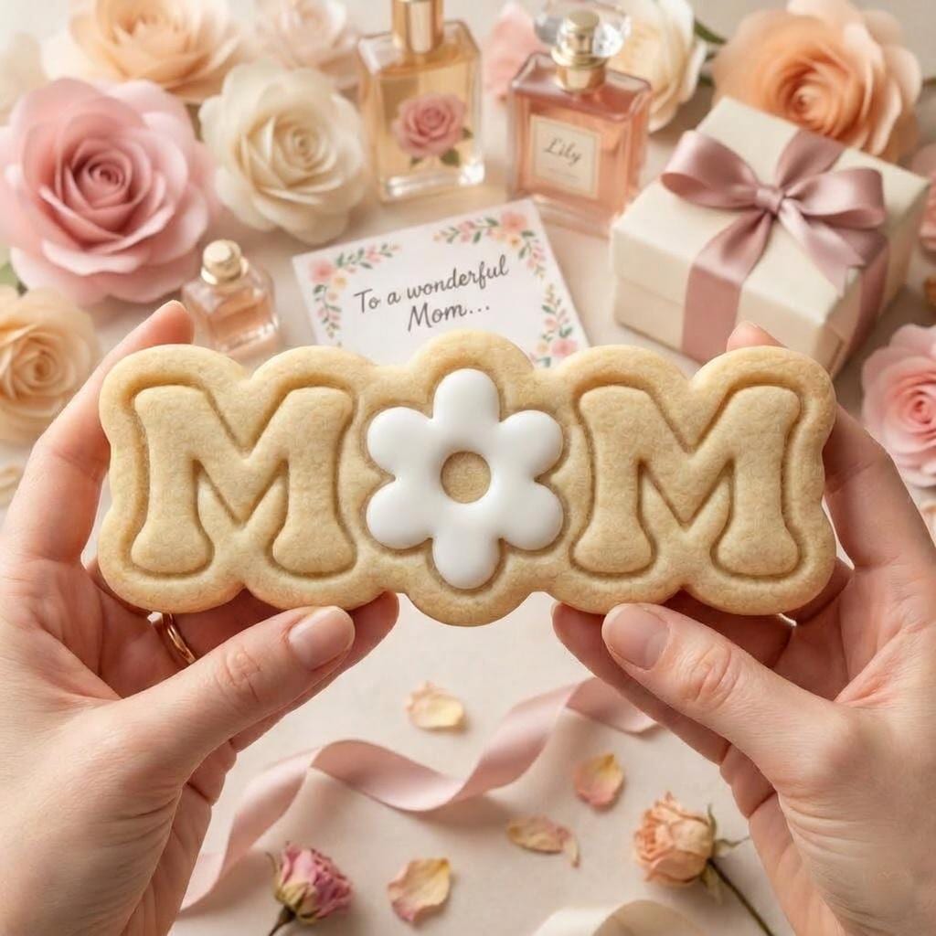 Mom Flower Cookie Cutter and Stamp, Daisy MOM Cookie Cutter Stamp, Mothers Day Biscuit Embosser, Gift for Mom Baking