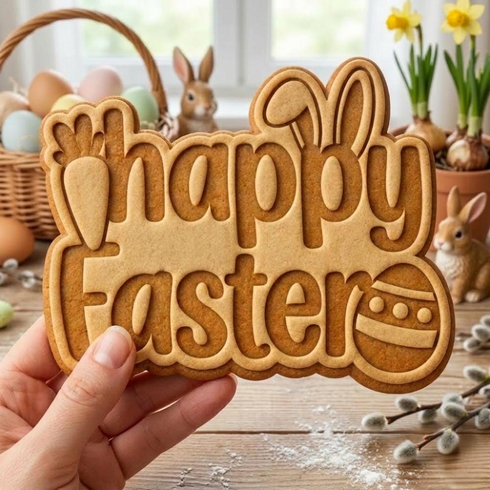 Happy Easter Cookie Cutter & Stamp, Easter Cookie Cutter, Easter Baking Gift, Bunny Easter Cookie Stamp, Spring Cookie Cutter