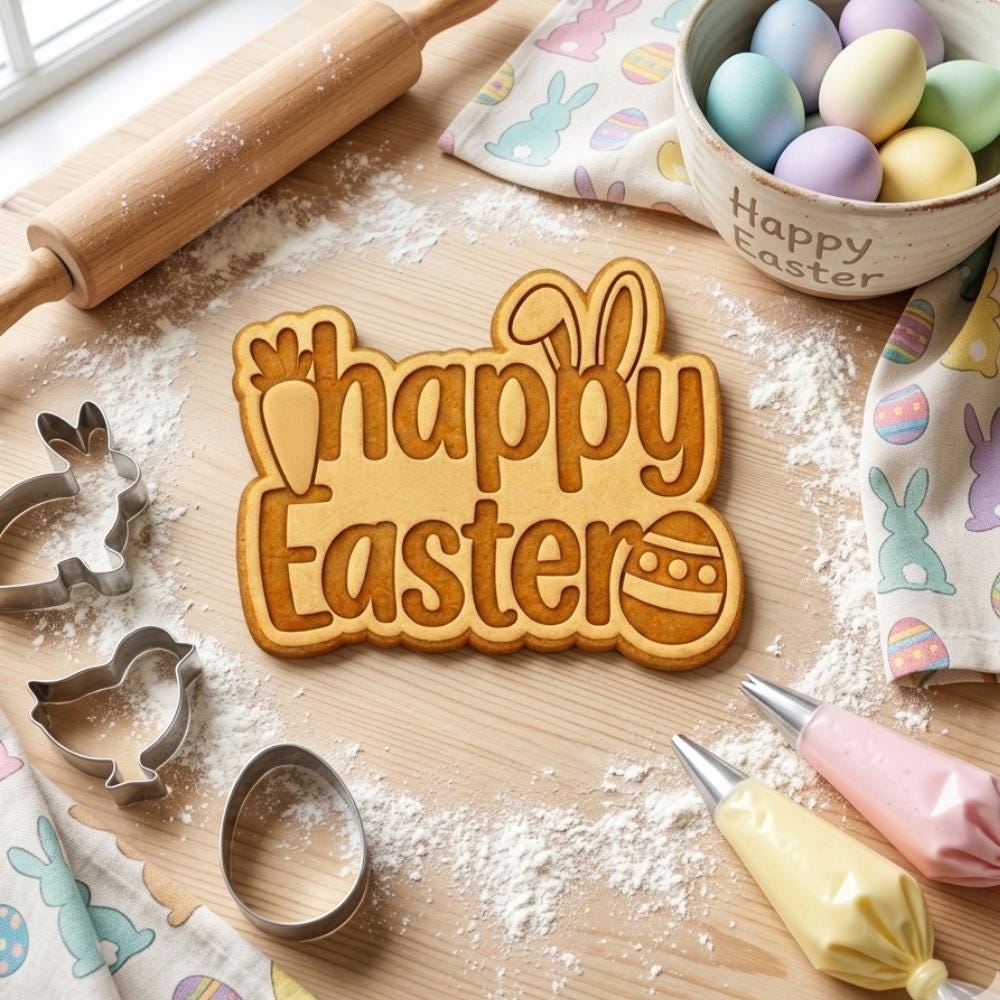 Happy Easter Cookie Cutter & Stamp, Easter Cookie Cutter, Easter Baking Gift, Bunny Easter Cookie Stamp, Spring Cookie Cutter