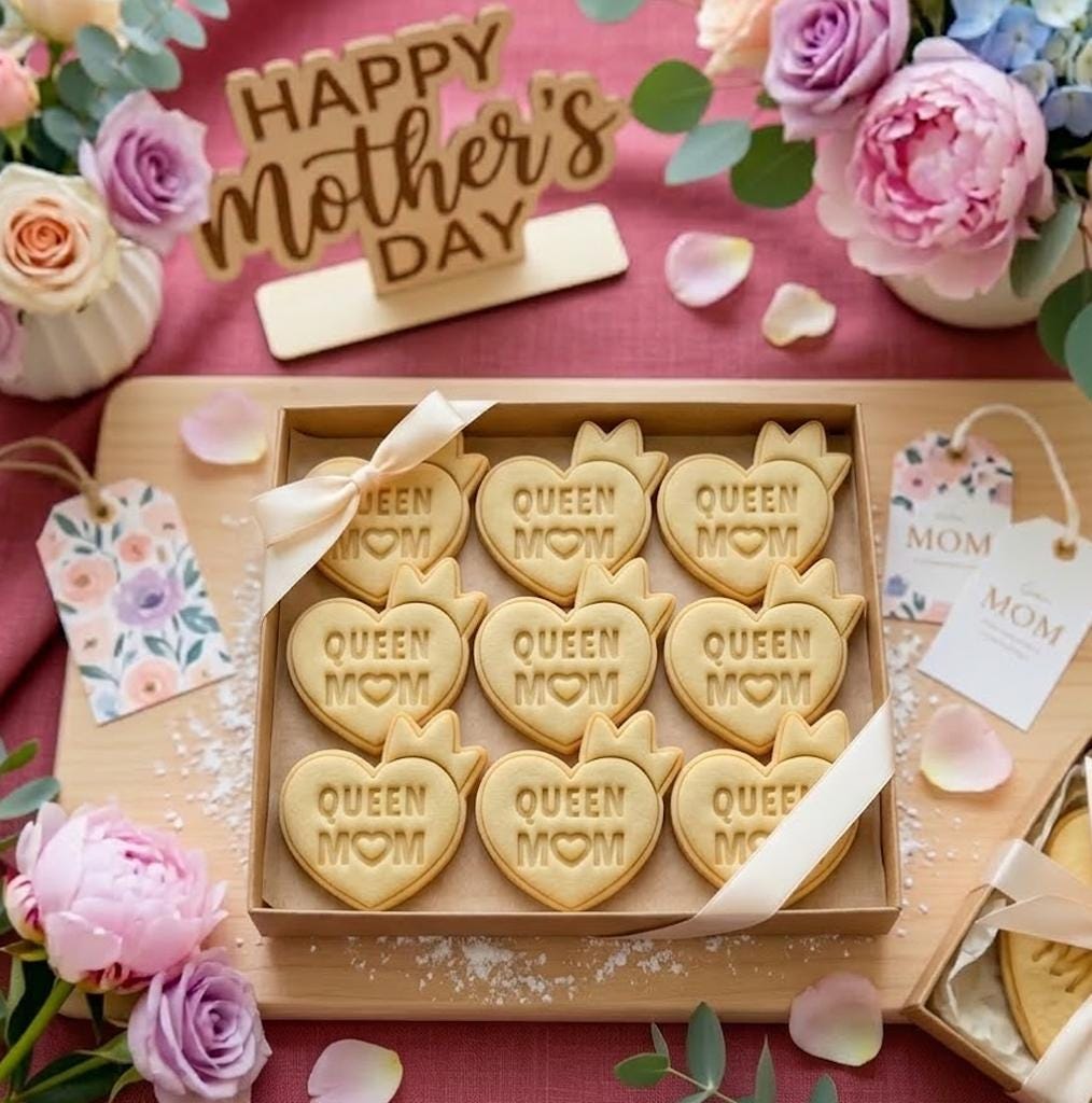 Queen Mom with Heart Cookie Cutter & Stamp, Mom Cookie Cutter, Best Mom Ever, Cookie Stamp, Fondant Cutter, Mother day Gifts, Gift For Mom