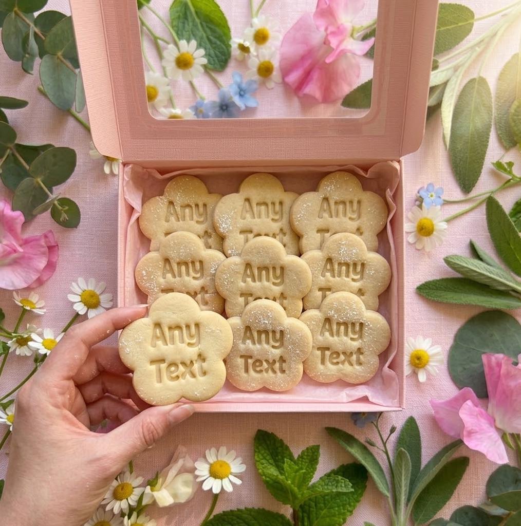 Custom Any Text Flower Cookie Cutter & Stamp, Custom Wedding, Personalized Any Text Words, Custom Fondant Cutter, Clay Cutter, Flower Cutter