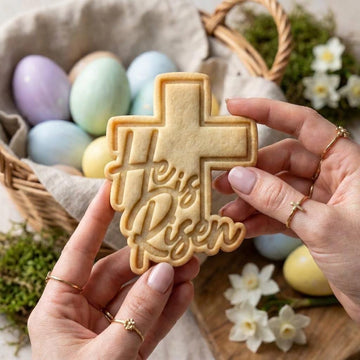 Easter He Is Risen Cookie Cutter & Stamp, Easter Christian Cookie Cutter, Cross Cookie Stamp, Religious Jesus Easter Cookies