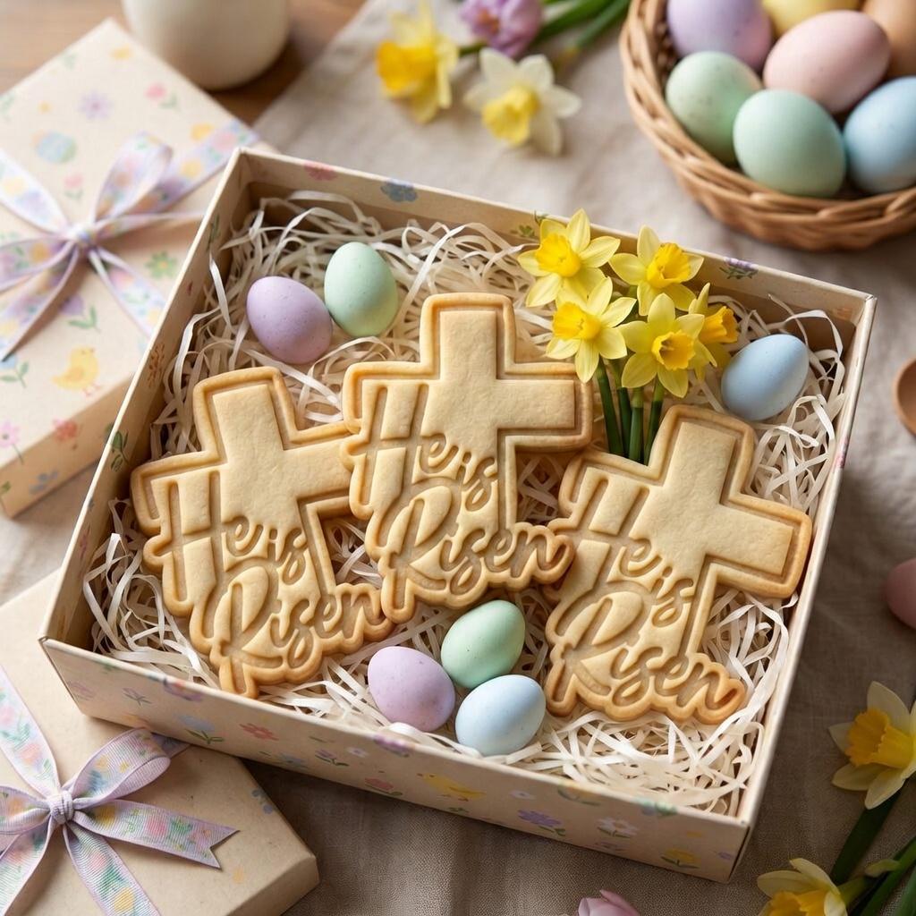 Easter He Is Risen Cookie Cutter & Stamp, Easter Christian Cookie Cutter, Cross Cookie Stamp, Religious Jesus Easter Cookies