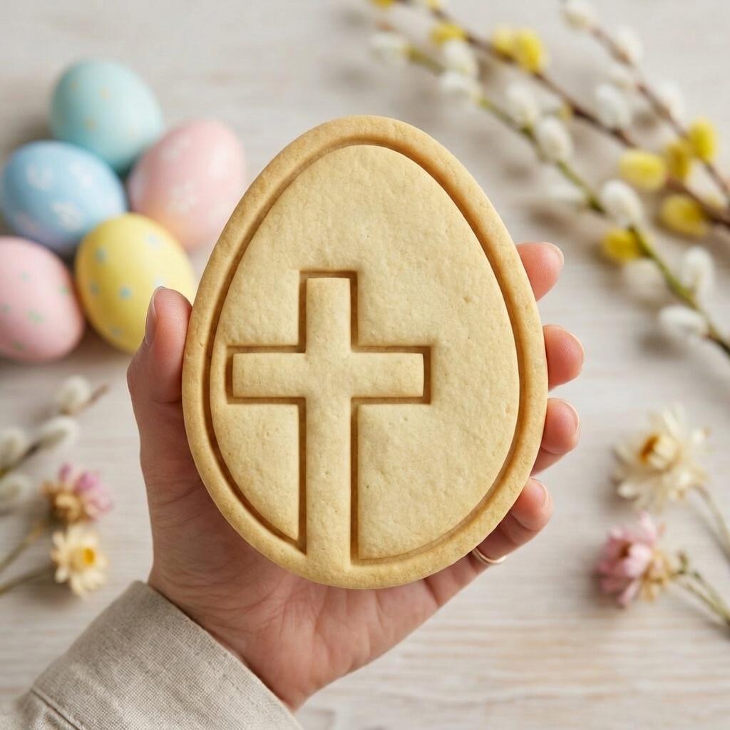 Cross Easter Egg Cookie Cutter & Stamp, Christian Easter Cookie Cutter, Cross Cookie Stamp, Religious Jesus Easter Cookies Gift