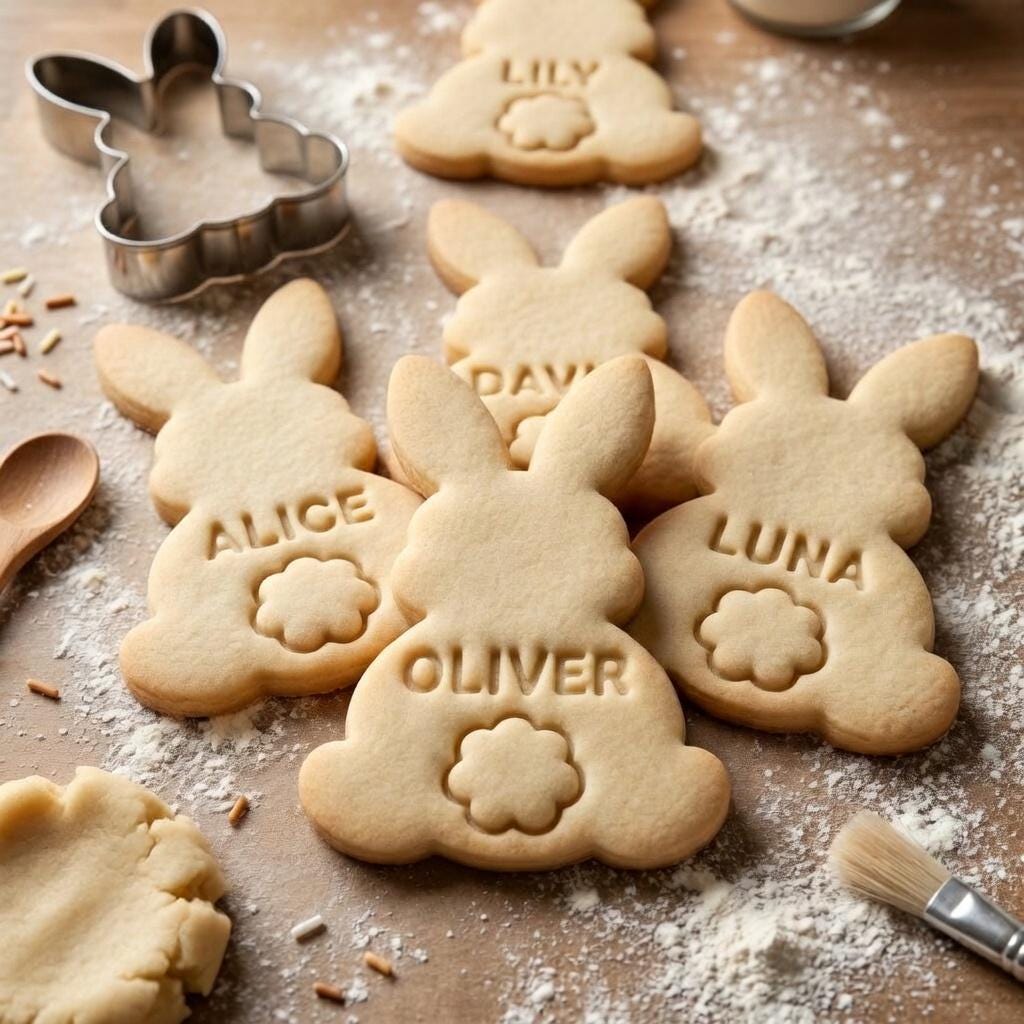 Custom Name Easter Bunny Cookie Cutter & Stamp, Personalized Name Rabbit Cutter, Spring Celebration Cookie Stamp, Easter Cookie Gifts