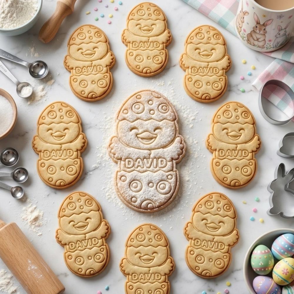Personalized Easter Chick Cookie Cutter & Stamp, Custom Name Easter Cookie Cutter, Chick Cookie Stamp, Easter 2026 Cookie Stamp