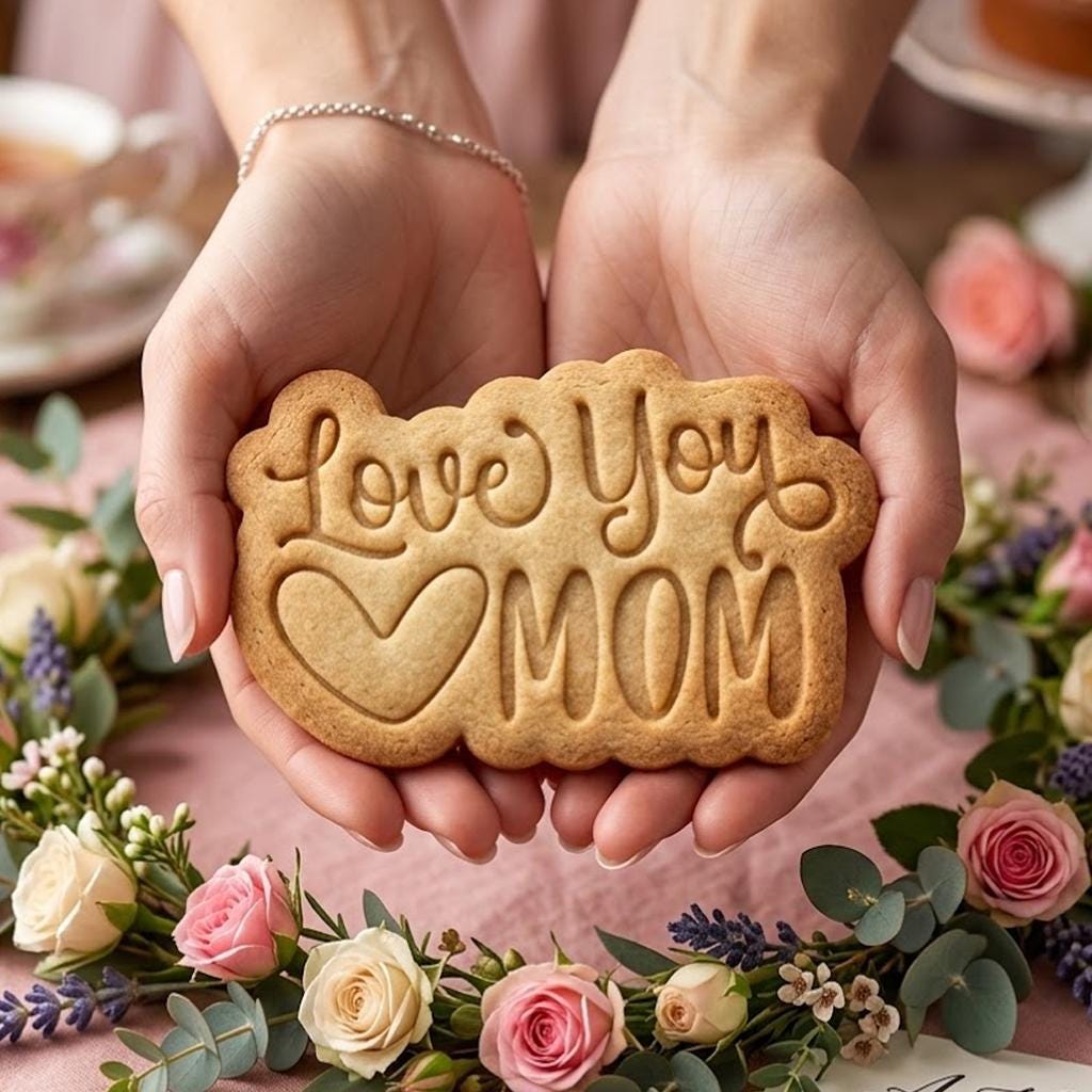 Love You Mom With Heart Cookie Cutter & Stamp, MAMA Cookie Cutter, Custom Mom, Fondant Cutter, Mother's Day Gifts, Floral Cutter