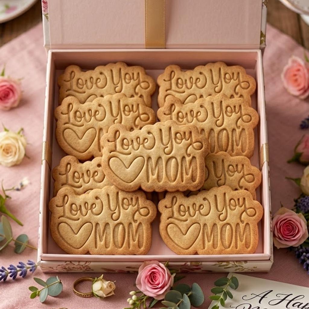 Love You Mom With Heart Cookie Cutter & Stamp, MAMA Cookie Cutter, Custom Mom, Fondant Cutter, Mother's Day Gifts, Floral Cutter