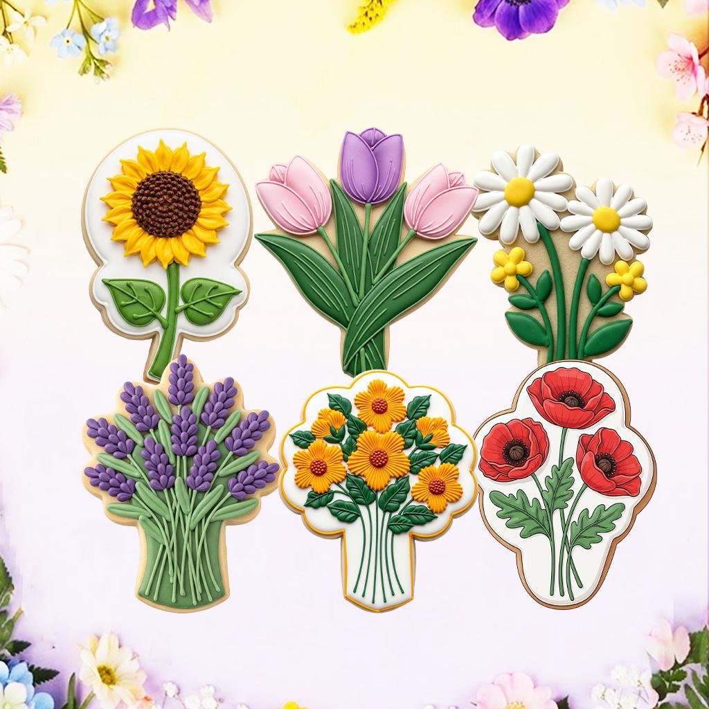 Wildflowers Cookie Cutters Set, Floral Set Cutter, Spring Cookie, Baby Shower Dessert, Mother’s Day Cookie, Mother’s Gifts, Gift For Mom