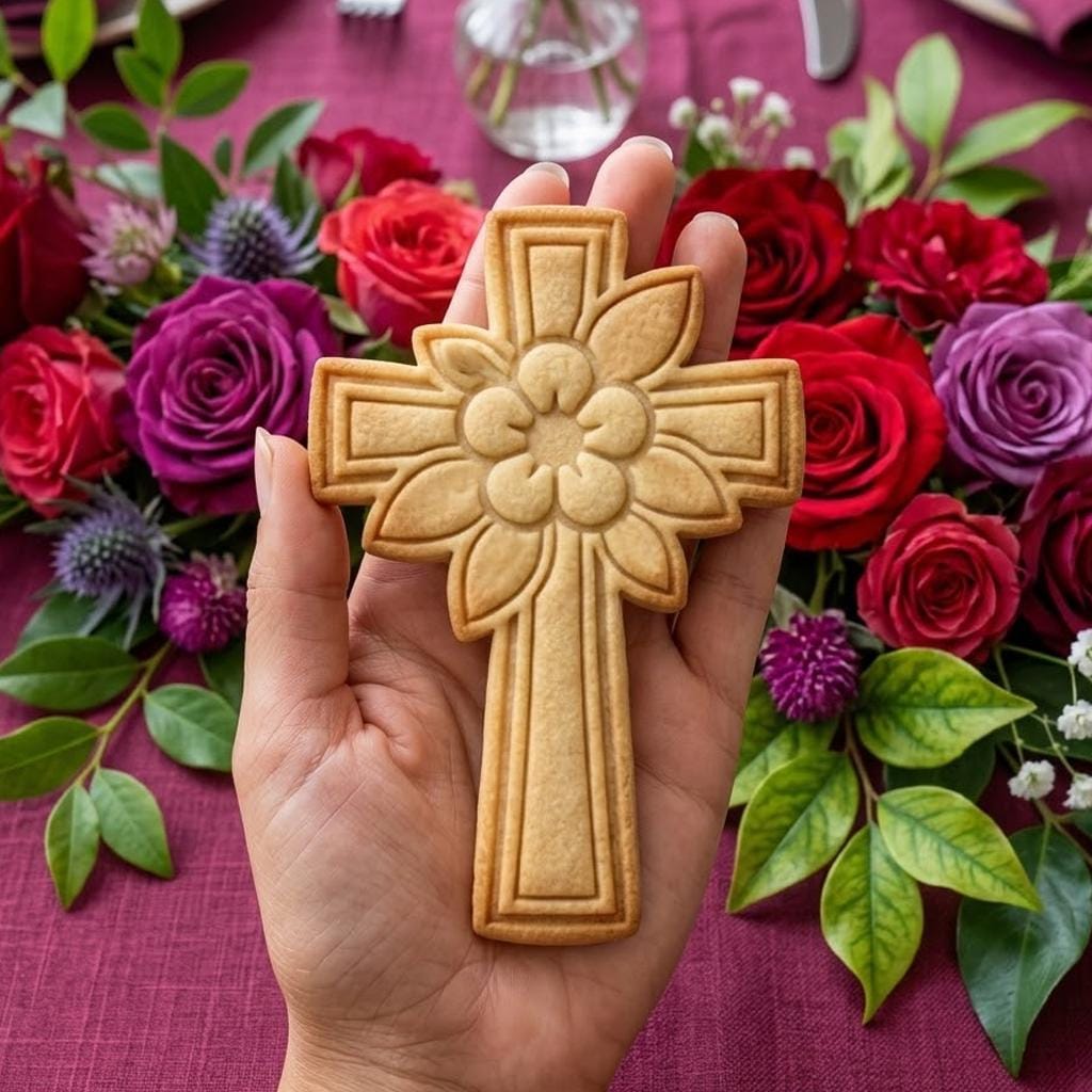 Cross with Flowers Cookie Cutter Stamp, Easter Gifts, Bunny Easter, Tulip Cutter, Mother's Day Cookie, Jesus Love You, Cross Cutter Stamp