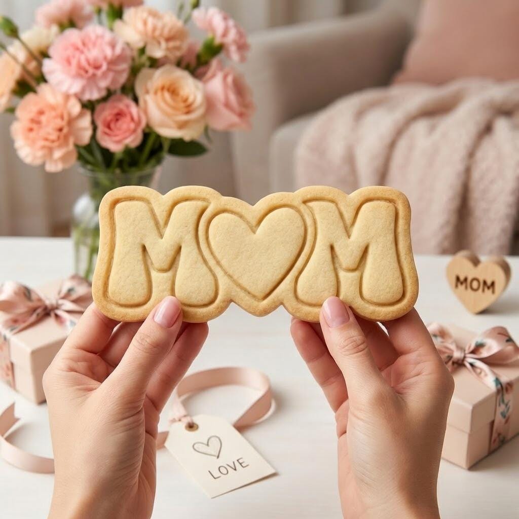 Mom Heart Mother's Day Cookie Cutter & Stamp, Mama with Heart Cookie Stamp, Mama Cookie Cutter Set, Mom Cookie Stamp