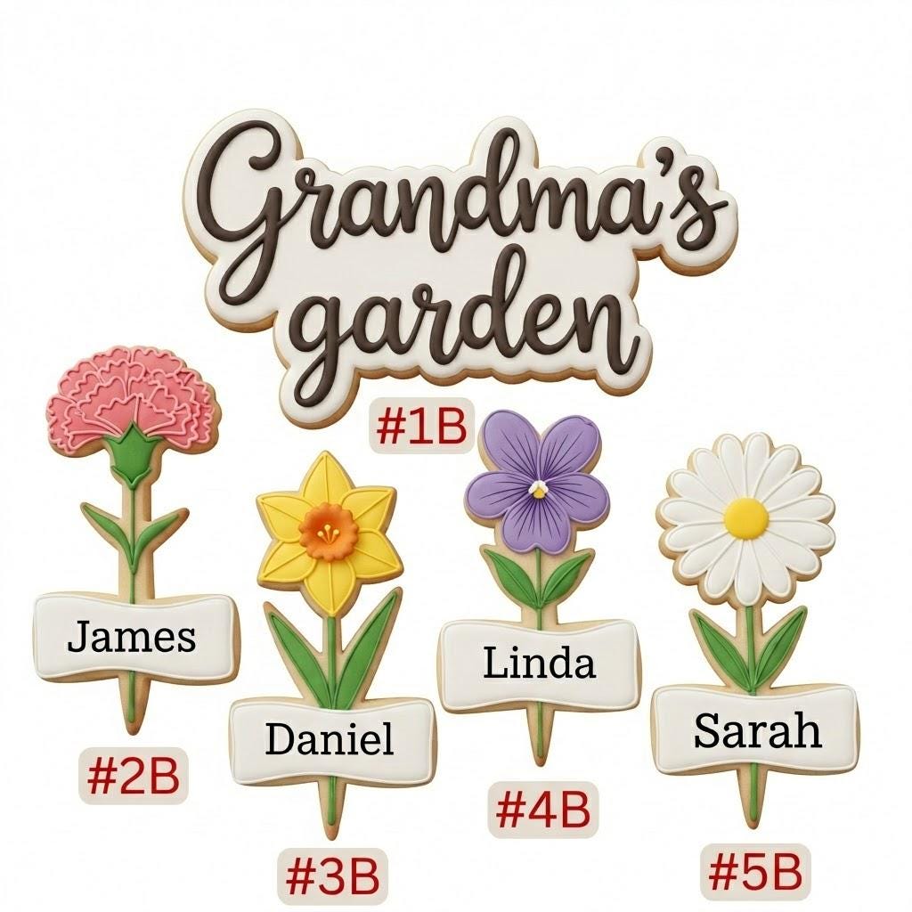 Mom's Garden Cookie Cutter, Mother's Day Cookie Cutter, Grandma's Garden Cookie Cutter, Daisy Pansy Floral Cookie Cutter
