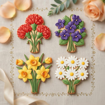 Mother's Day Flower Cookie Cutter, Mommy's Garden Floral Cutter, 3D Flower Bouquet Cookie Cutter, Grandma's Garden Cookie Cutter