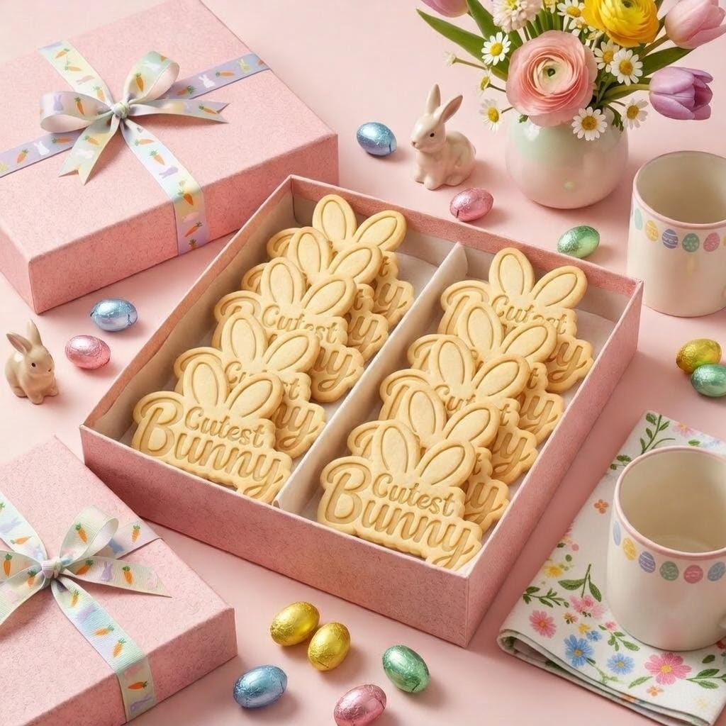 Cutest Bunny Cookie Cutter & Stamp, Easter Rabbit Cookie Stamp, Egg Cookie Cutter, Easter Cookie Gift