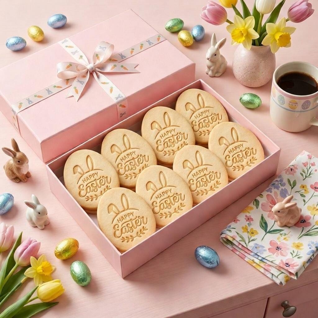 Happy Easter Bunny Cookie Cutter & Stamp, Easter Egg Cookie Stamp, Cute Bunny Easter Cookies, Spring Easter Cutter