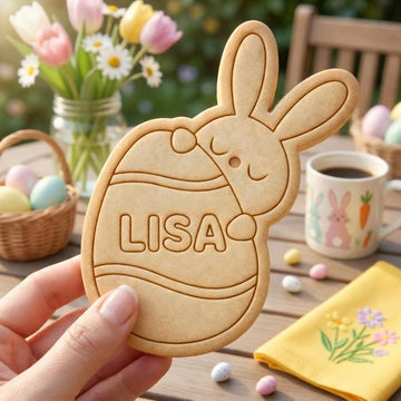 Personalized Easter Bunny Cookie Cutter & Stamp, Custom Name Easter Egg Cookie Stamp, Bunny Name Cookie Cutter