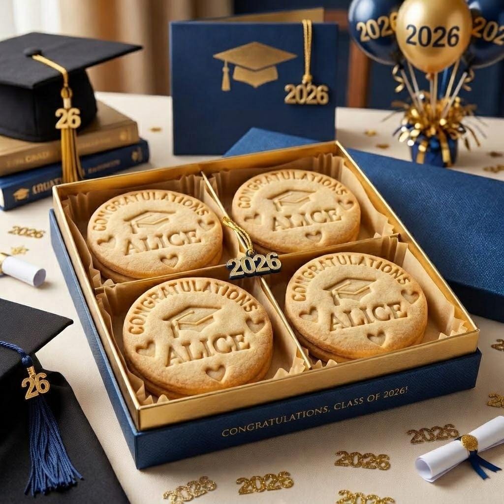 Personalized Graduation Cookie Cutter & Stamp, Custom Name Cookie Stamp 2026, Class of 2026 Cookie, Grad Cap Cookie Cutter, Graduation Gift