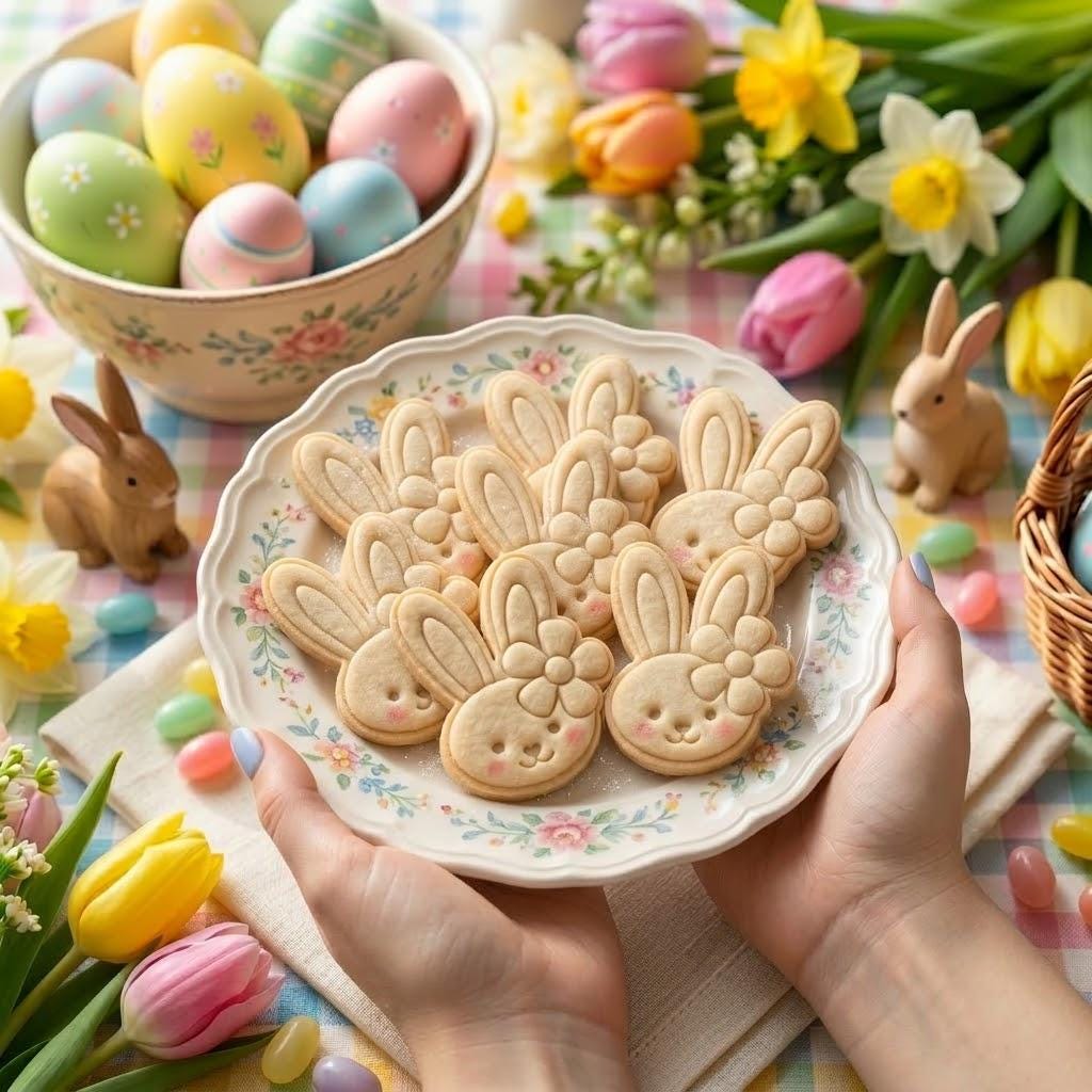 Easter Rabbit Floral Cutter & Stamp, Easter Day Gifts, Bunny Cutter, Easter Baking, Rabbit Easter Cookie, Egg With Rabbit, Fondant Cutter