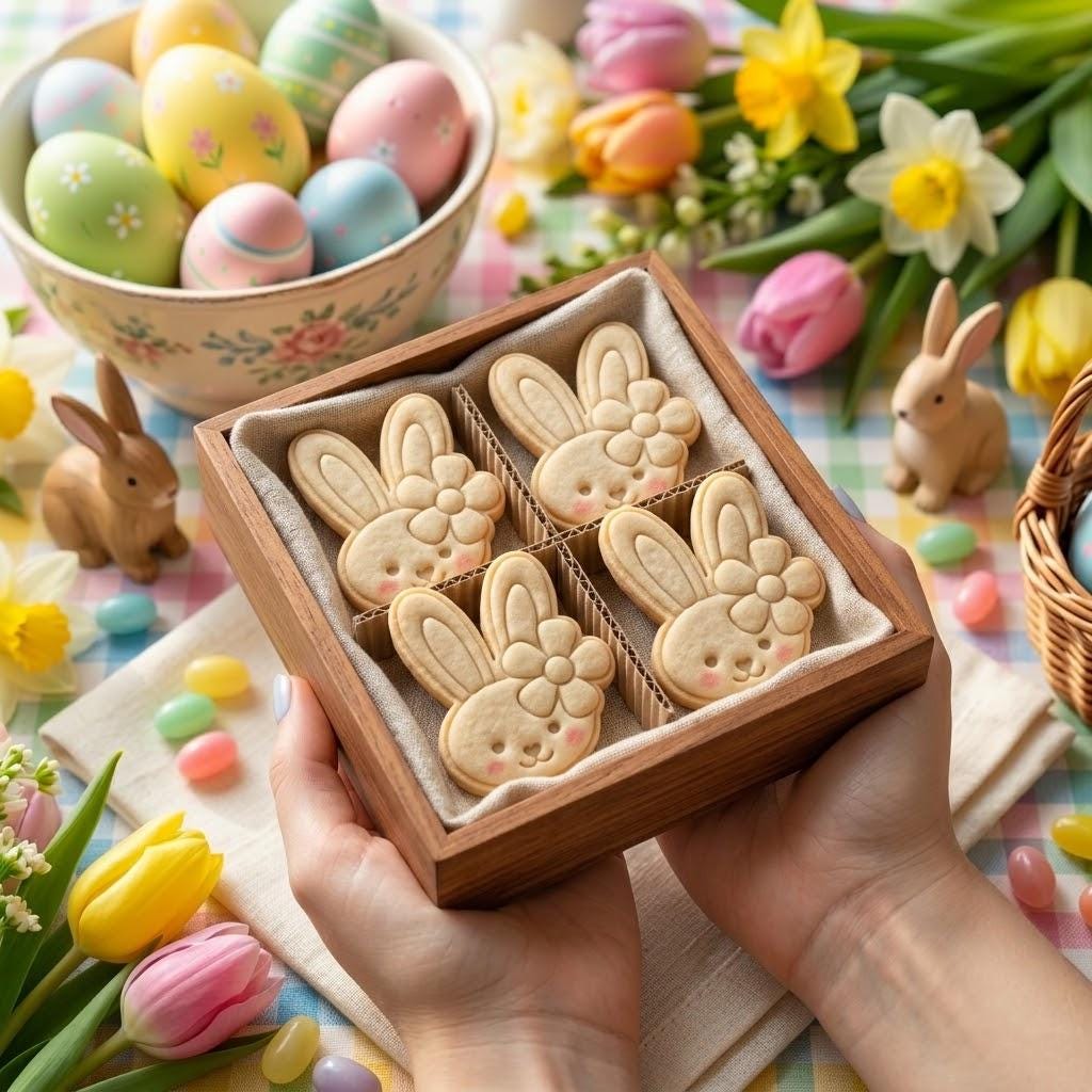 Easter Rabbit Floral Cutter & Stamp, Easter Day Gifts, Bunny Cutter, Easter Baking, Rabbit Easter Cookie, Egg With Rabbit, Fondant Cutter