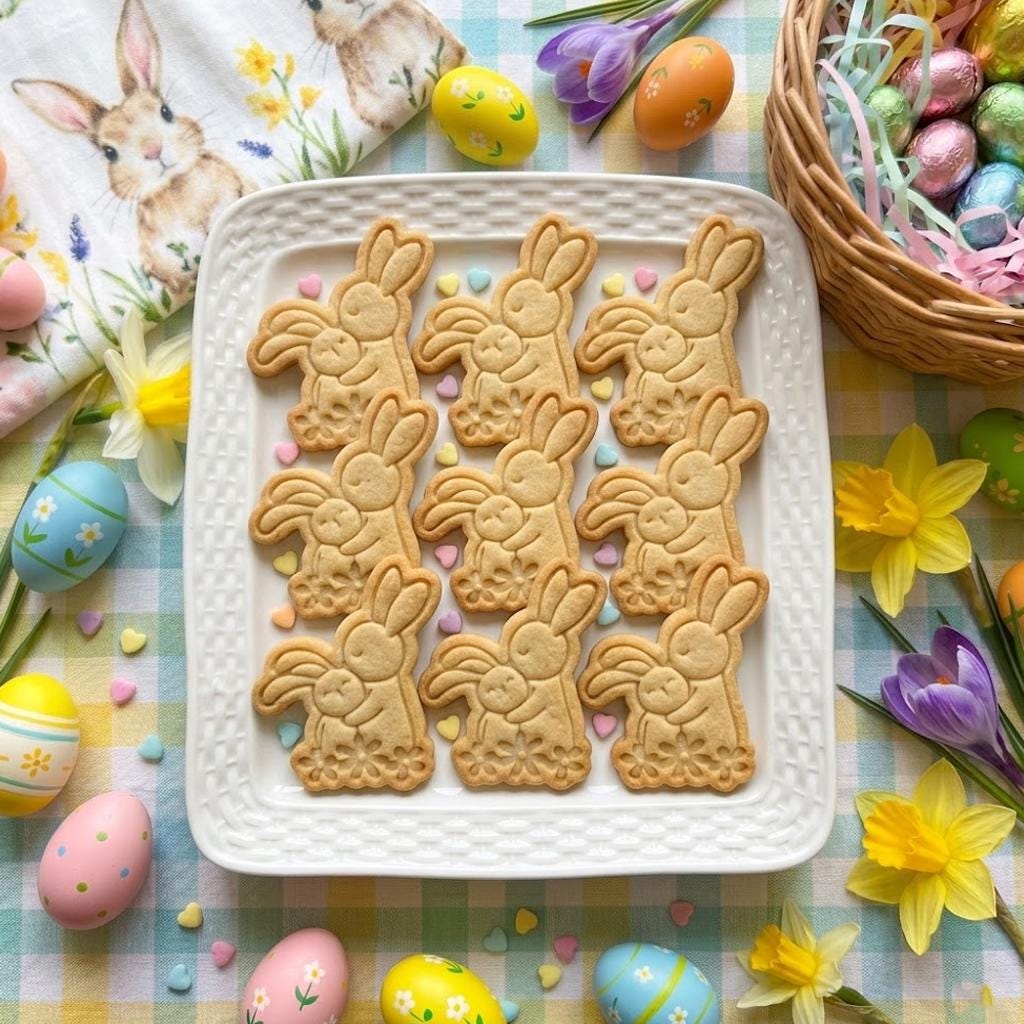 Easter Cute Rabbit Heart Floral Cutter & Stamp, Easter Day Gifts, Bunny Cutter, Easter Baking, Rabbit Easter Cookie, Egg With Rabbit