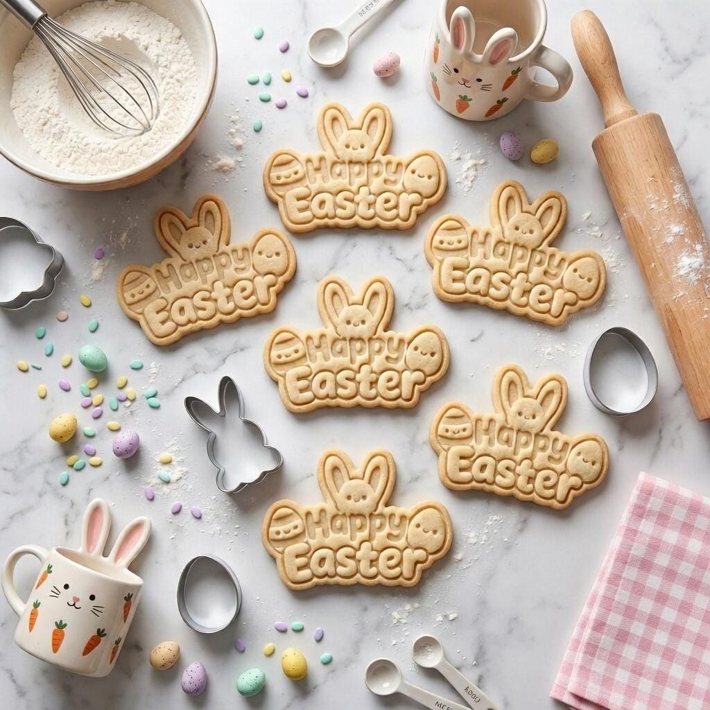 Happy Easter Cookie Cutter and Stamp, Easter Bunny Letter Cookie Cutter, Easter Text Cookie Stamp, Spring Easter Baking Tool