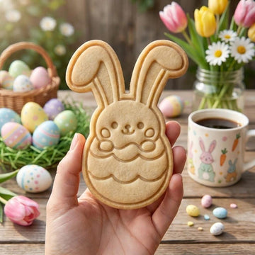 Cute Bunny Egg Cookie Cutter and Stamp, Easter Bunny Egg Cookie Cutter, Rabbit Egg Cookie Stamp, Spring Easter Baking Tool