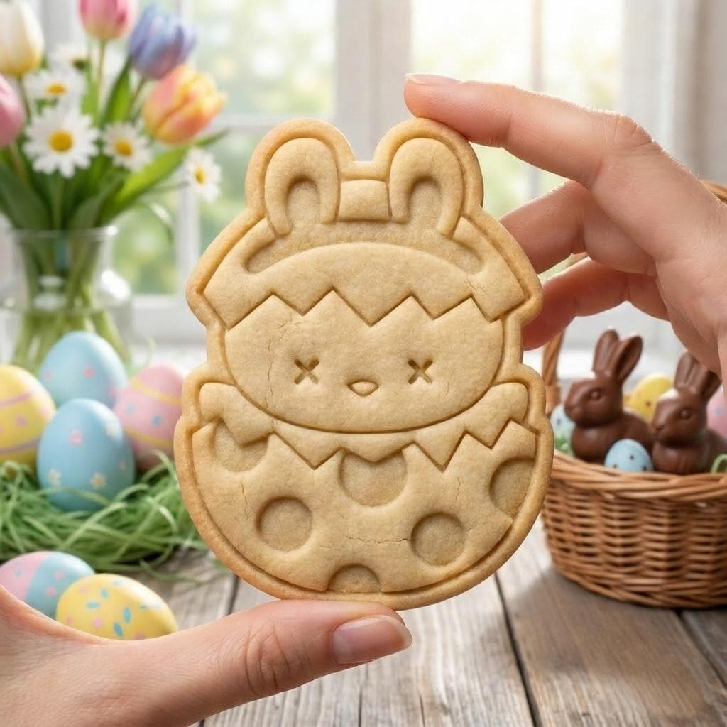 Easter Chick Bunny Cookie Cutter & Stamp, Cute Easter Chick Cookie Cutter, Bunny Hat Chick Cookie Stamp, Spring Easter Baking Tool