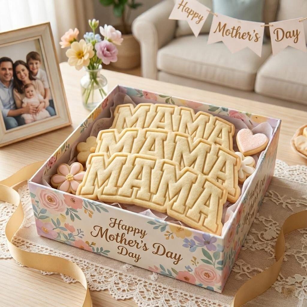 MAMA Letter Cookie Cutter & Stamp, Mother's Day Cookie Stamp, Retro Mama Large Lettering Cutter, Grandma Cookie Stamp