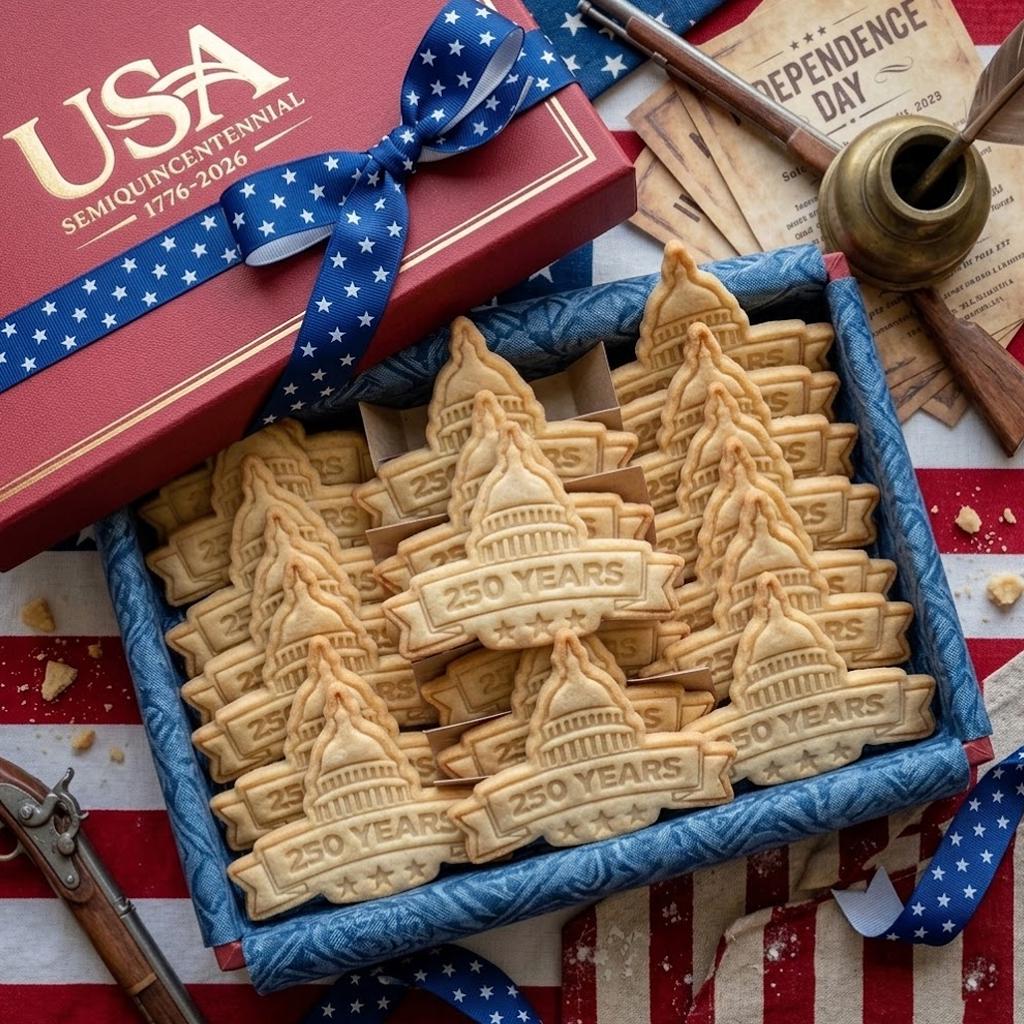 Capital 250 America Flag Cookie, 250th Anniversary Cookie Stamp Set, Independence Day Gift, Patriotic Baking, 250 Years of Freedom, Flag USA