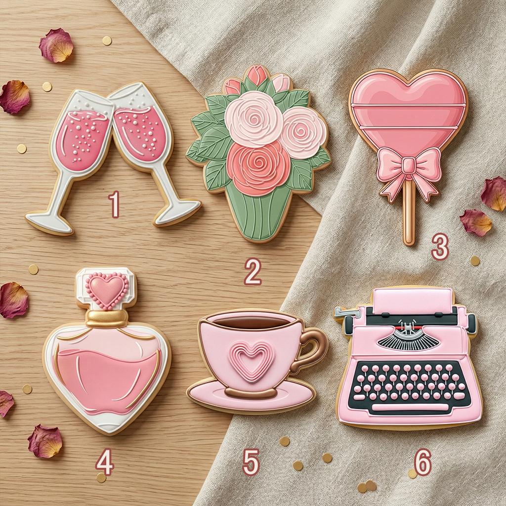 Cute Bridal Shower Set Cookie Cutter, Polymer Clay Cutter, Wedding Party Decor, Sweet Baking, Polyclay for Valentines, Engagement