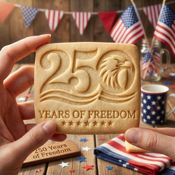250 Years of Freedom Cookie Cutter & Stamp, Eagle Patriotic Cookie Embosser, USA 1776–2026 Anniversary Stamp, 4th of July Cookie Cutter