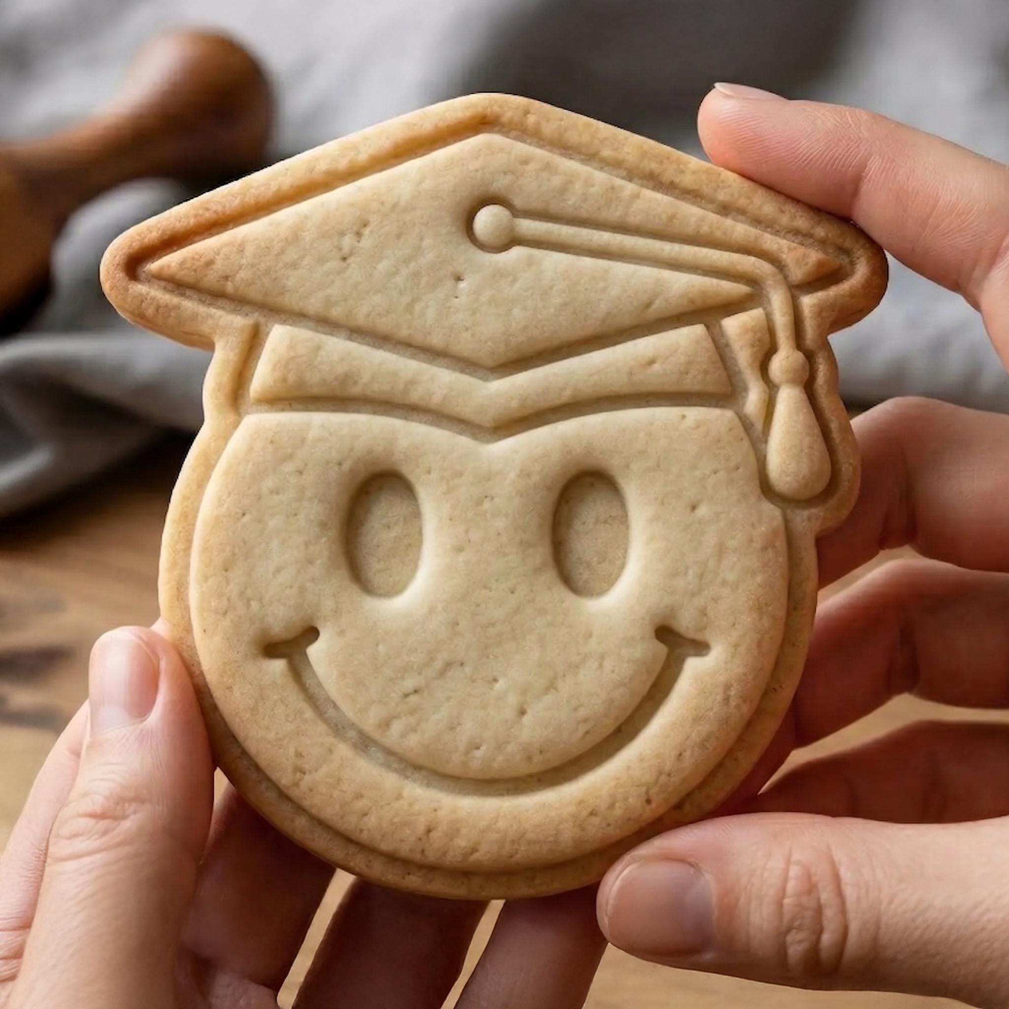 Cute Smiley Grad Cap Cookie Cutter, Polymer Clay Cutter, Grad Party Decor, Summer Baking, Polyclay for Senior, Graduation
