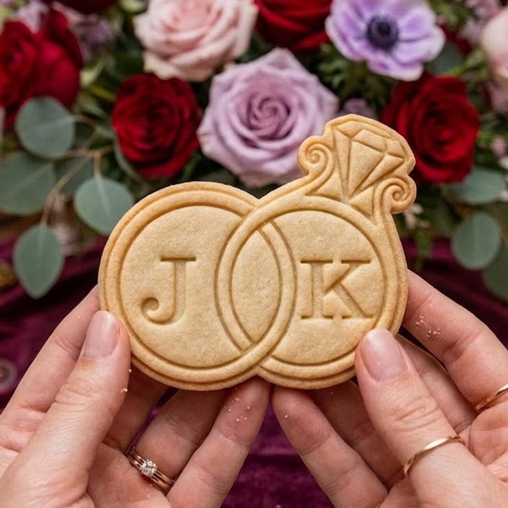 Wedding Custom Ring Cookie Stamp Set, Personalized Fondant Embosser, Baking Tool, Wedding Gifts, Bridal Shower Cookies, Engagement Marriage