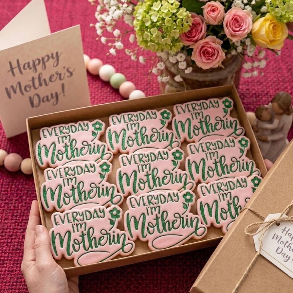Every day I'm Motherin Cookie Cutter Stamp, MAMA Cookie, Custom Mom, Fondant Cutter, Mother's Day Gifts, Love You Mom, Mom Floral Cookie
