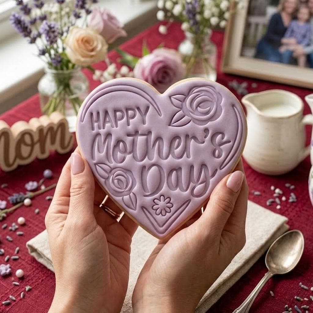 Happy Mother's Day With Floral Cookie Cutter Stamp, MAMA Cookie, Custom Mom, Fondant Cutter, Mother's Day Gifts, Love You Mom, Mom Floral