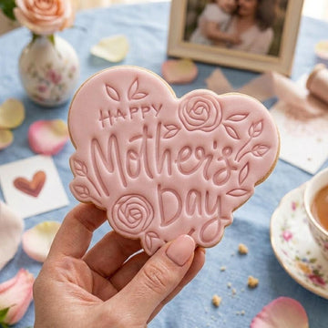 Happy Mother's Day With Roses Cookie Cutter Stamp, MAMA Cookie, Custom Mom, Fondant Cutter, Mother's Day Gifts, Love You Mom, Mom Floral