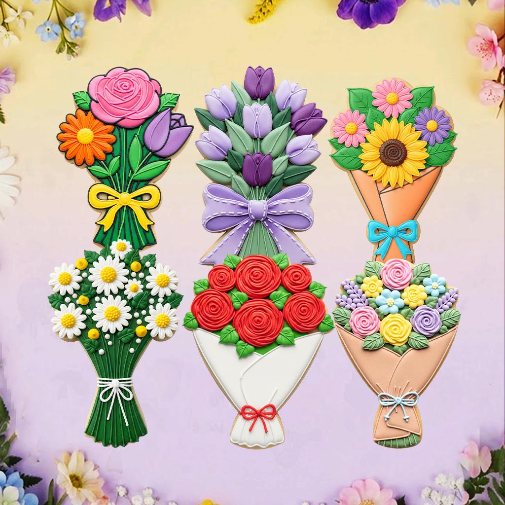 Floral Mother's Day Cookie Cutters Set, Spring Cookie, Mother’s Day Cookie, Mother’s Gifts, Gift For Mom, 3D Printed Baking Shapes