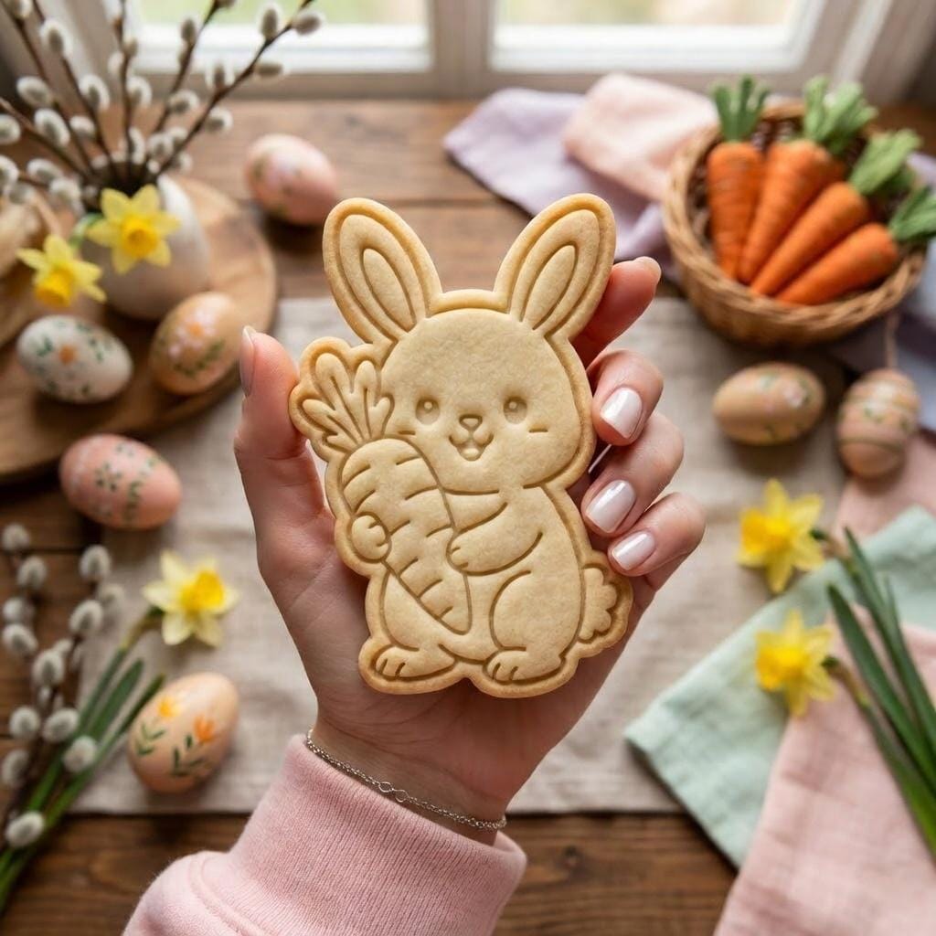 Easter Bunny Cookie Cutter & Stamp, Cute Bunny and Carrot Cookie Cutter, Easter Cookie Stamp