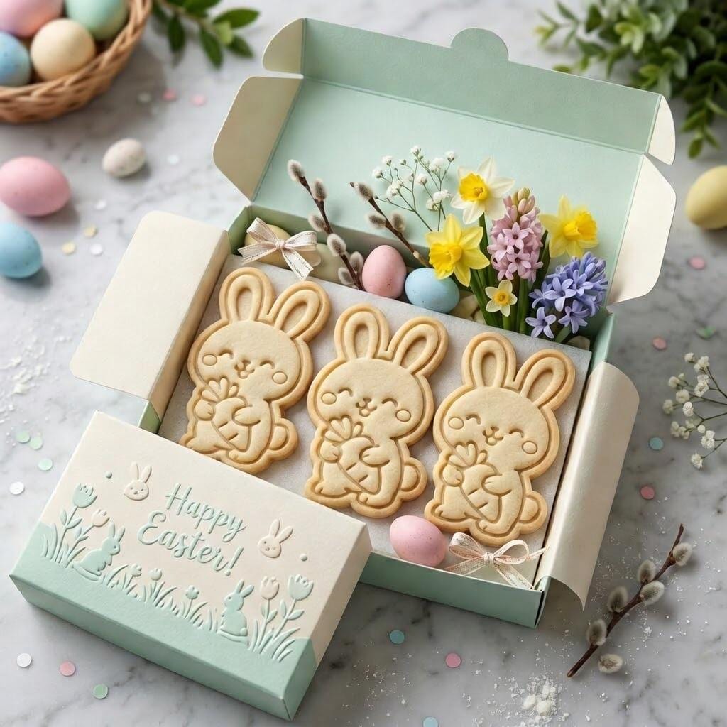 Easter Bunny Cookie Cutter & Stamp, Cute Bunny Holding Egg Cookie Cutter, Easter Cookie Stamp