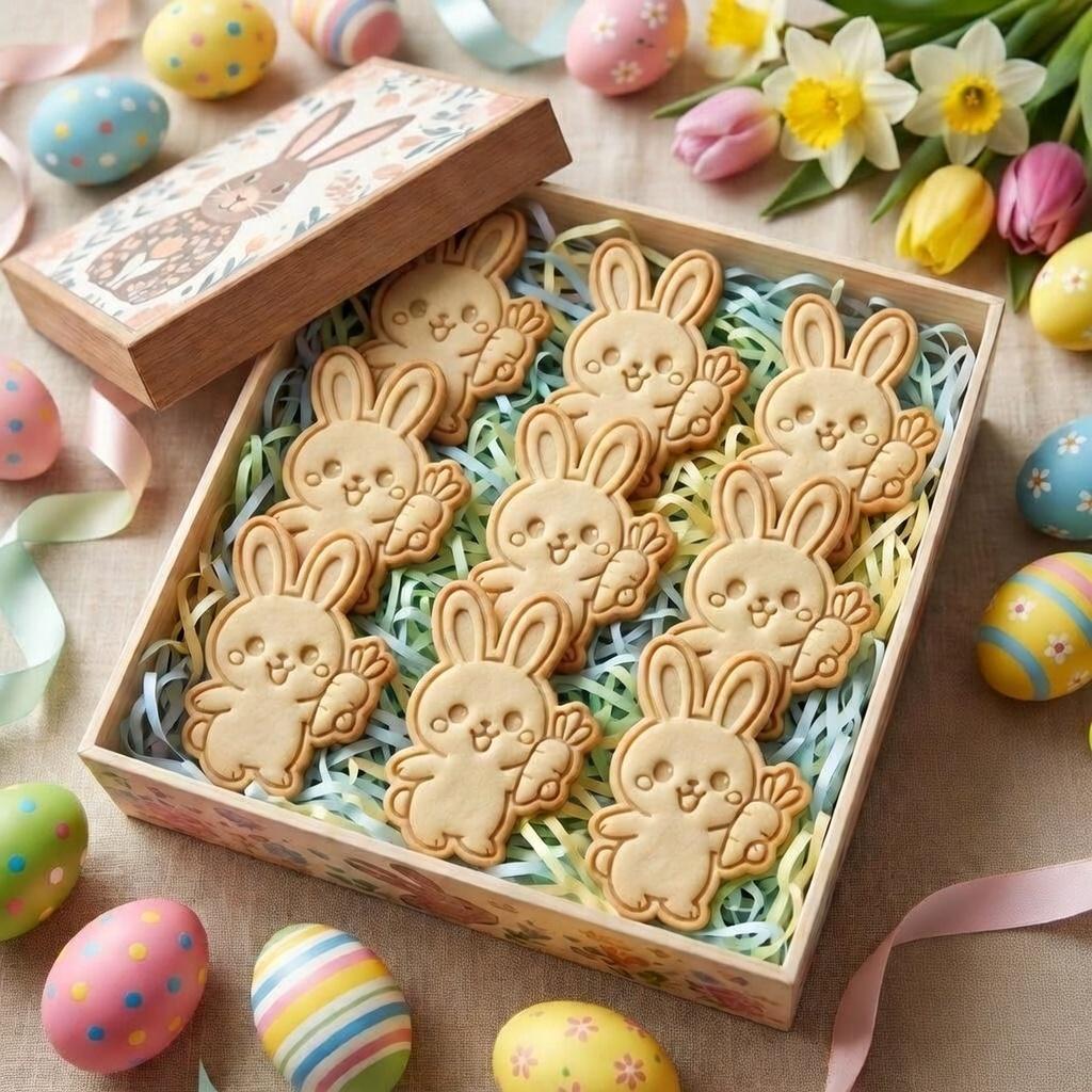 Easter Bunny Cookie Cutter & Stamp, Cute Bunny with Carrot Cookie Cutter, Spring Cookie Stamp