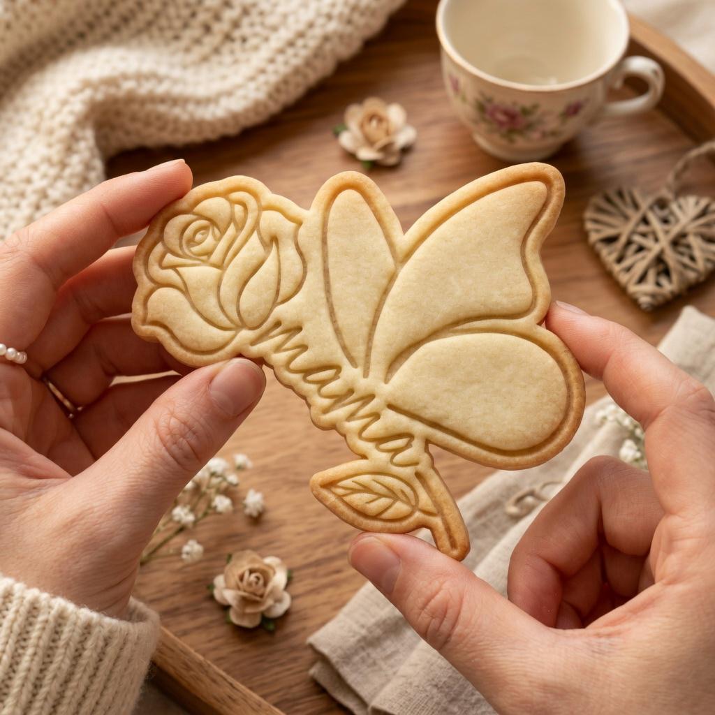Mama Butterfly Rose Cookie Cutter & Stamp, Mother's Day Cookie Cutter, Floral Mom Cookie Stamp, Grandma Cookie Cutter