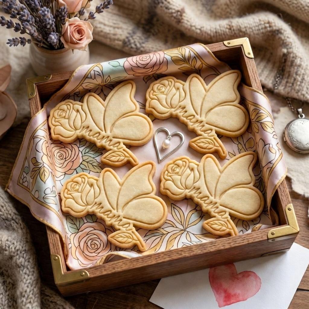 Mama Butterfly Rose Cookie Cutter & Stamp, Mother's Day Cookie Cutter, Floral Mom Cookie Stamp, Grandma Cookie Cutter