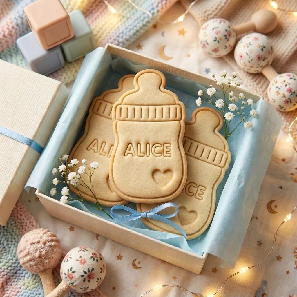 Custom Baby Bottle Cookie Cutter & Stamp, Personalized Baby Cookie Stamp, Custom Name Baby Shower Cookie Cutter, Baby Birthday Cutter